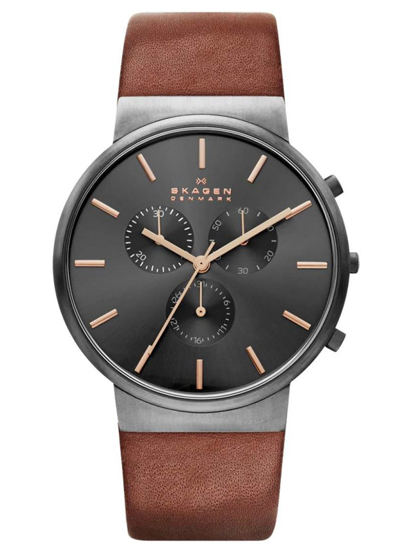 Часы Skagen Ancher Leather Chronograph SKW6106