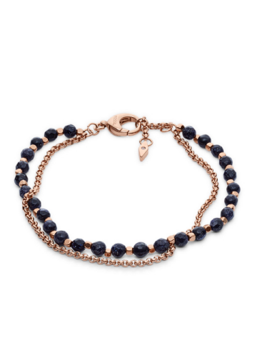 ja6853791s1-1 FOSSIL SHIMMER GLASS STONE DOUBLE CHAIN JA6853791